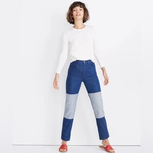 Carleen x Madewell Two Tone Double Knee High Rise Jeans